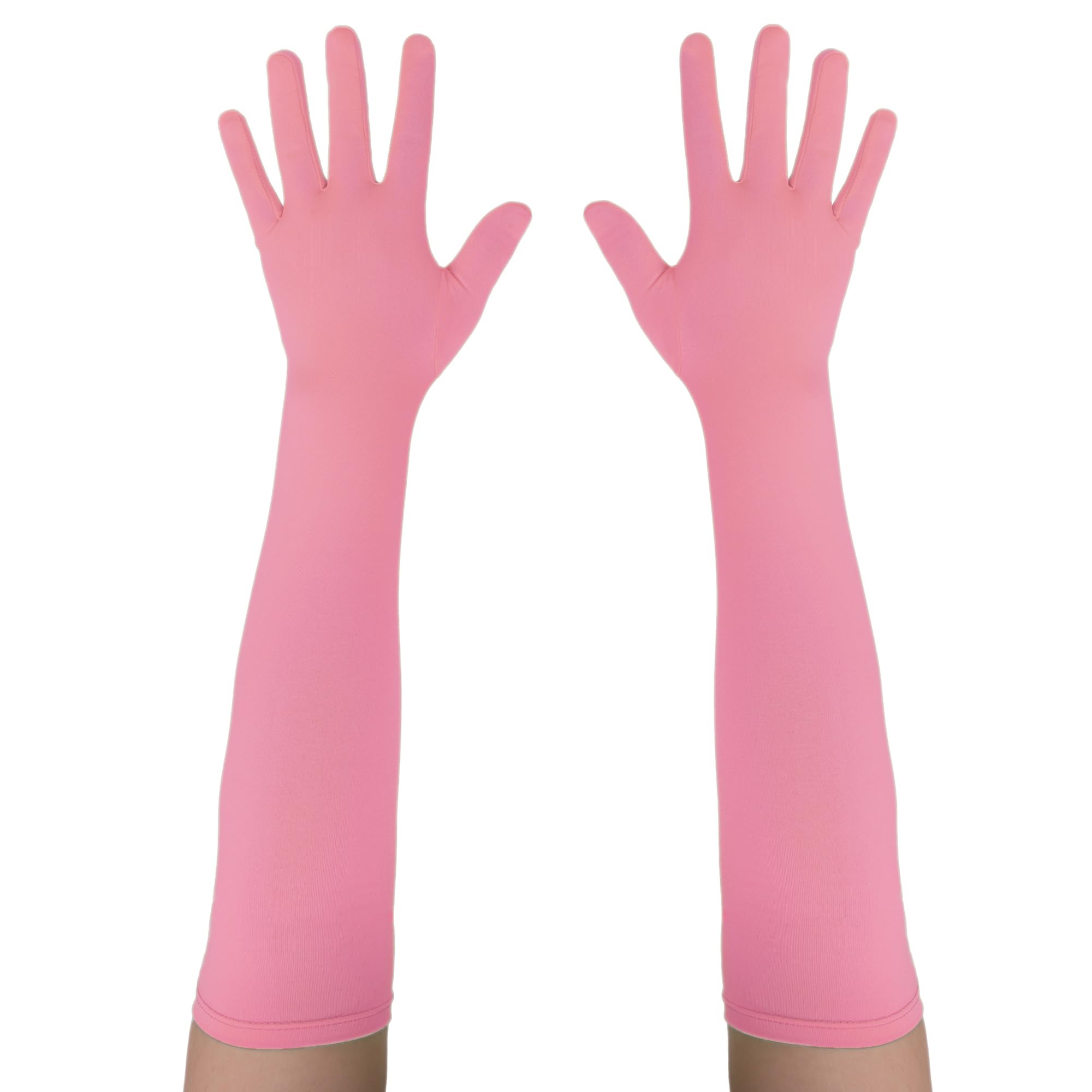 Seeksmile Long Gloves Unisex Adult 18" Length Spandex Stretchy Cosplay Costume Gloves, pink, One Size