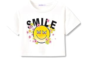 Trendy Graffiti/Butterfly/Tropical Print Crop Tops for 10-12 Year Old Girls