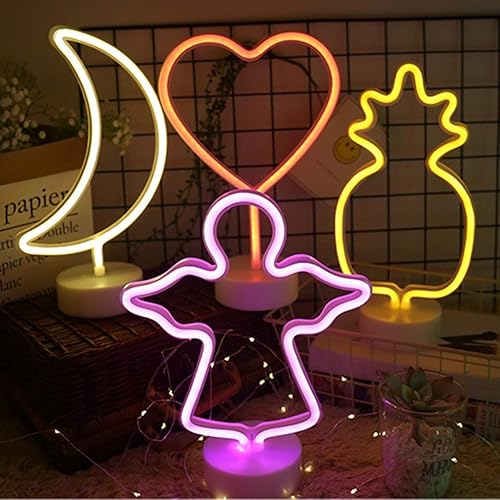 Miniatura 9 de QFFL Paneles de luz led inteligentes LED Neon Light Sign con soporte desmontable Base Batería o fuente de alimentación USB para suministros de