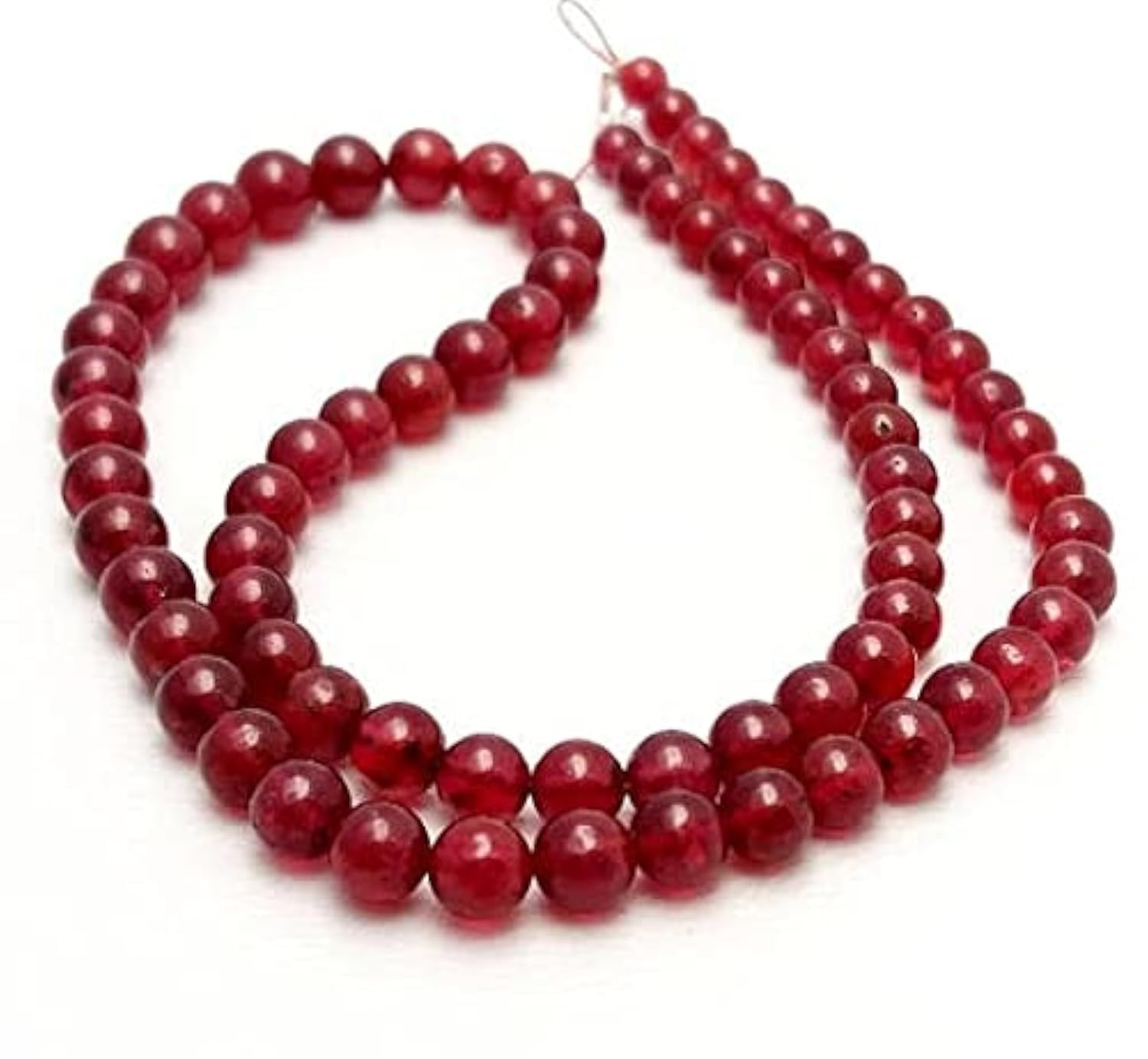 LKBEADS Bardzo dobrej jakości rubinowe szklane gładkie okrągłe koraliki, koraliki kulkowe, 3 mm - 5 mm, sznurek 14" [E0970]