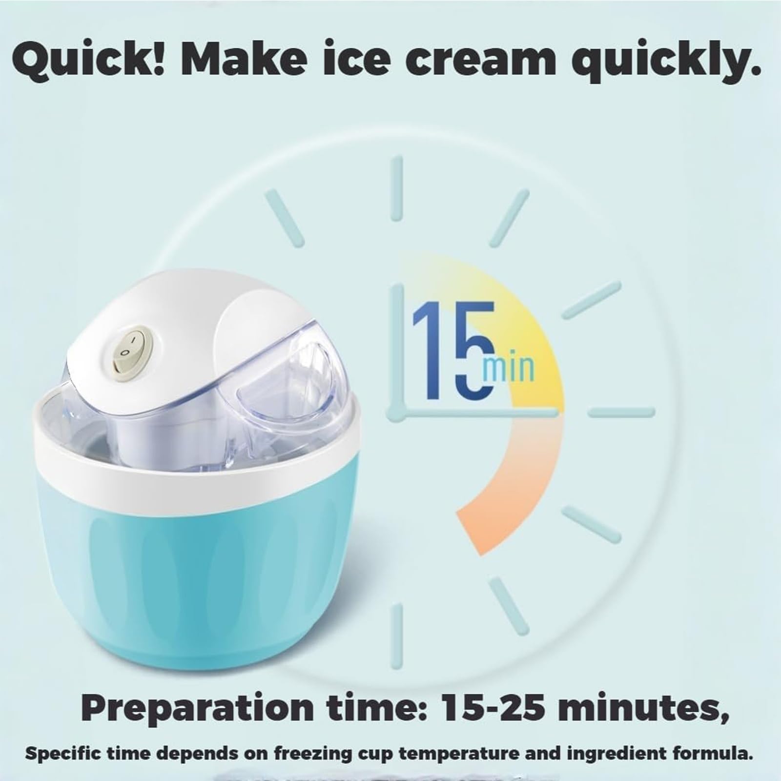 Kleiner Mini-Eismaschine Für Zuhause – Persönlicher Eisbereiter Für Einzelportionen: Mini-Eismaschine Für Selbstgemachtes Frozen Yogurt & Sorbet – Mit Gefrierschüssel Für Individuelle(Blue)