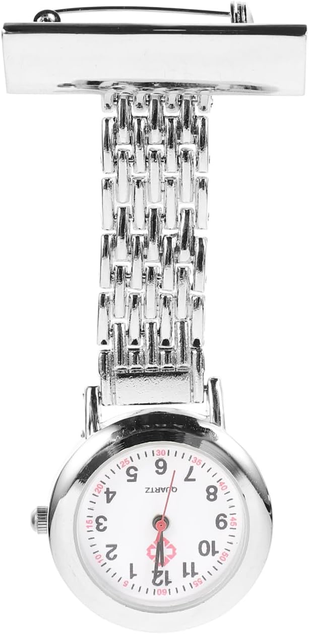 Balacoo Nurse Watch Glass Quartz Watch Portable Clip On Watch with Second Hand Stethoscope Badge Fob Medical Pocket Watch Hand Jewelry Gift for Nurse Doctor Silver