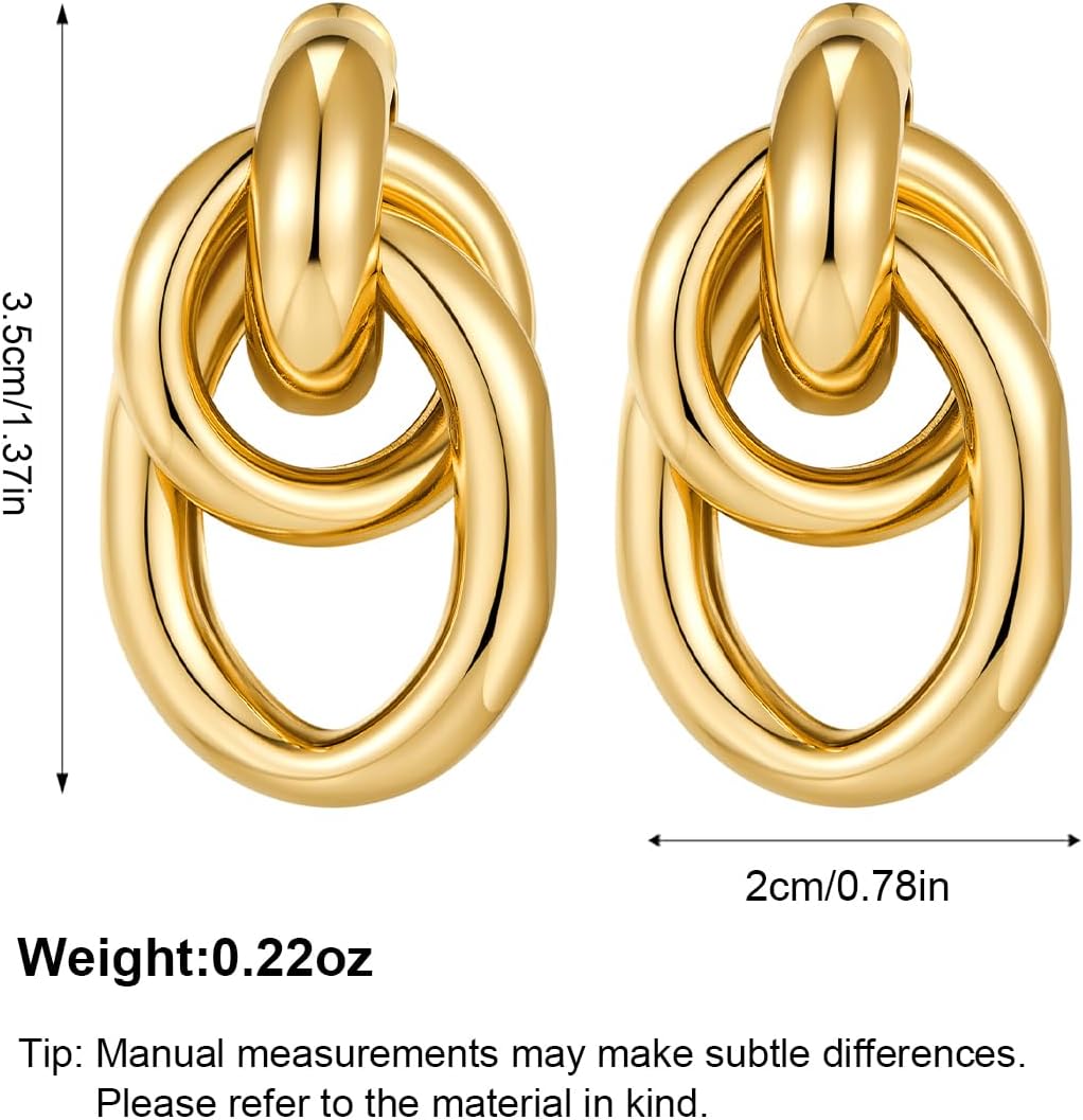 Geometric Earrings Statement Dangle Drop Earrings for Women Chunky Trendy Knot Stud Twisted Link Earring Fashion Jewelry Gift - Image 7