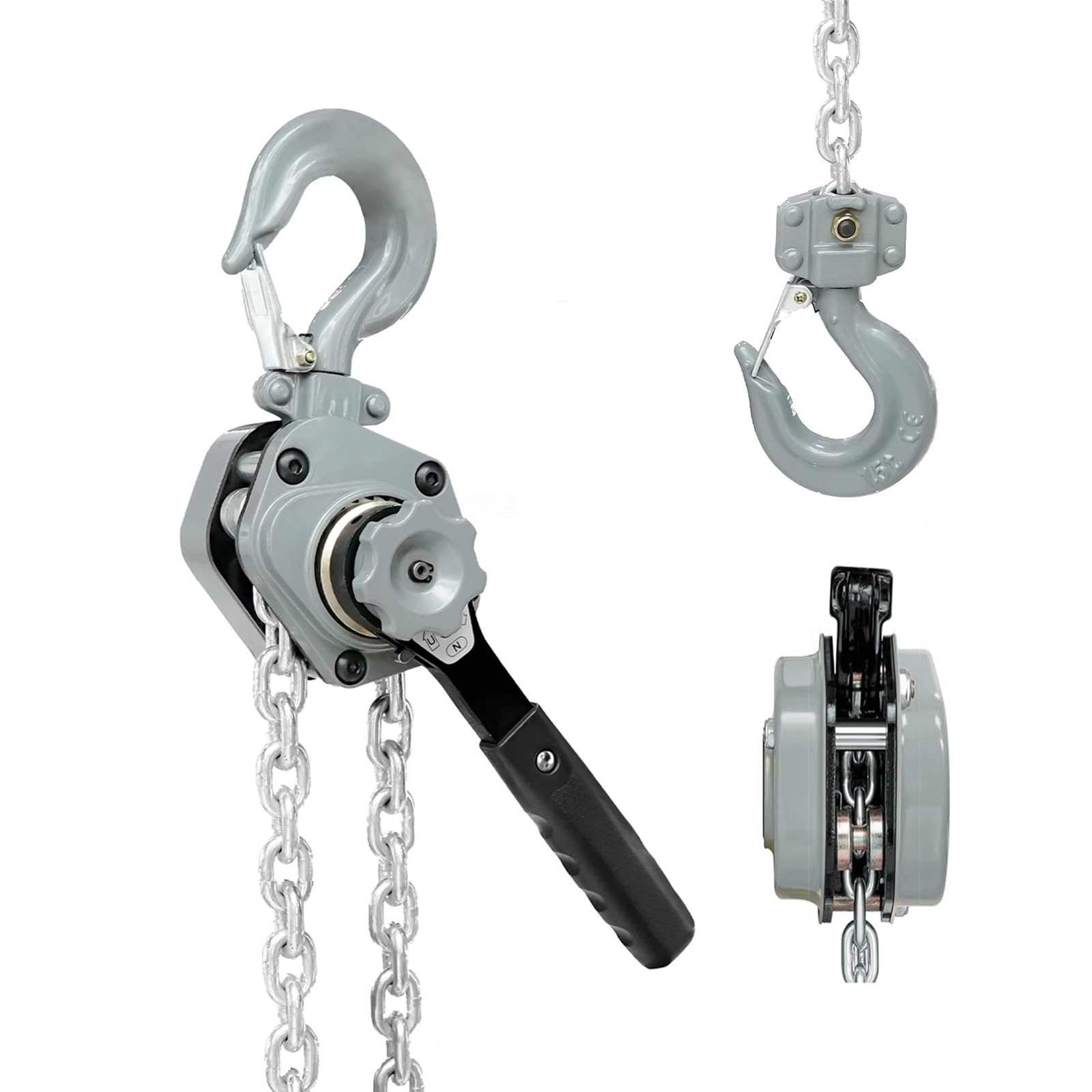 Mini paranco a catena da 3/4 tonnellate - Capacità di 750 kg, sollevamento 3,5 m, estrattore a cricchetto G80 con gancio, paranco manuale portatile a leva per applicazioni pesanti in magazzino e