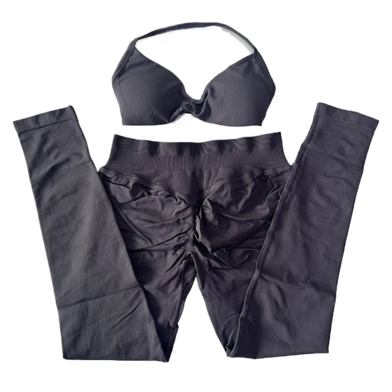 Sport Set Damen 2-teiliges Set mit Riemchen-Yoga-BH, Sport-Top, Workout-Leggings-Set, nahtloses Fitnessstudio-Set, Fitness-Kleidung, Outfit(Color 5,L)