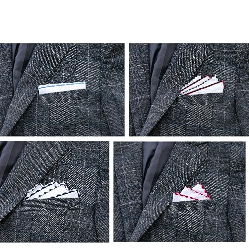 Image of 3-Pk Mens Cotton White Pocket Square with Color Border(10 Colors)