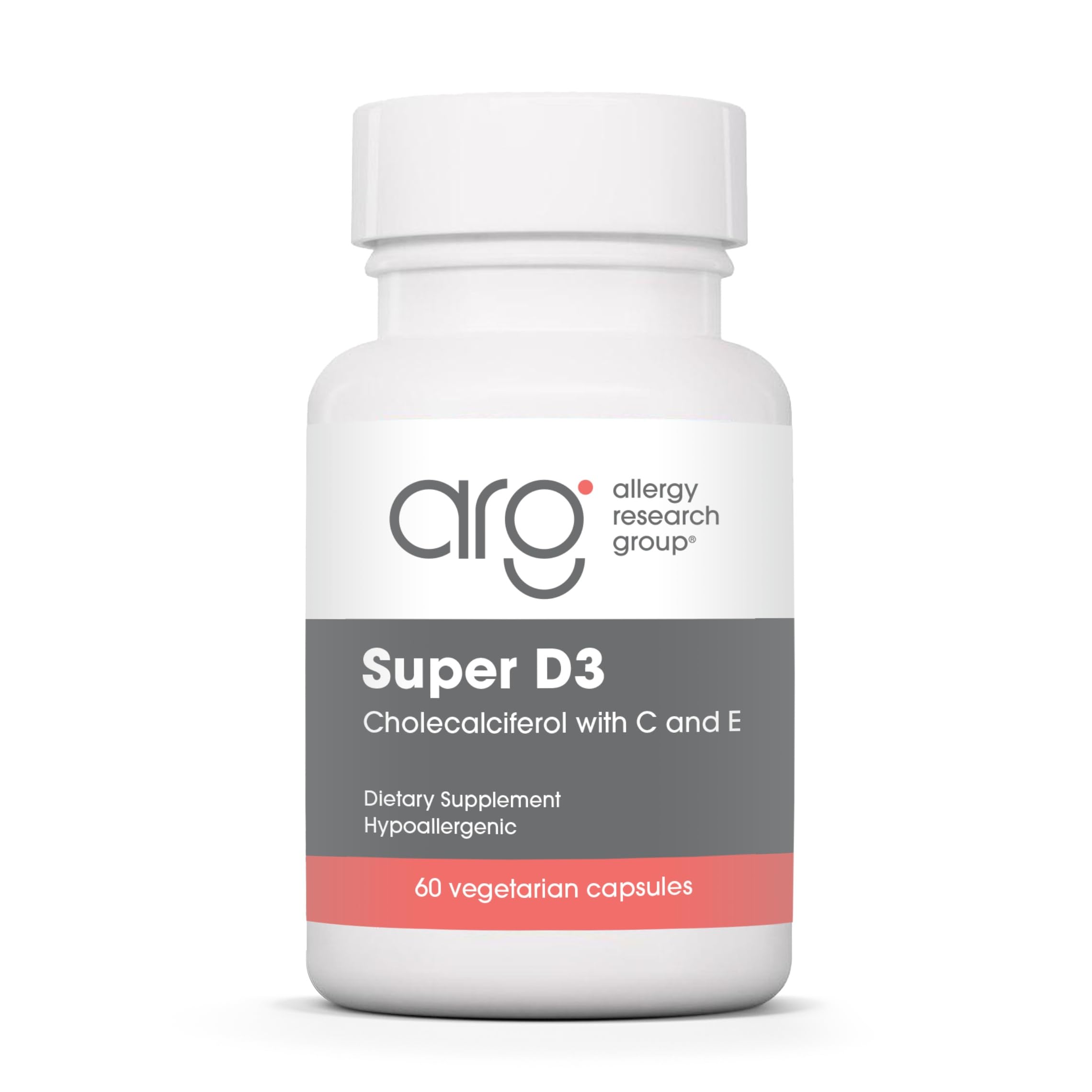 Super D3 Dietary Supplement - Bone & Immune Support, Cholecalciferol with C & E, Vegetarian Capsules, Gluten Free - 60 Count