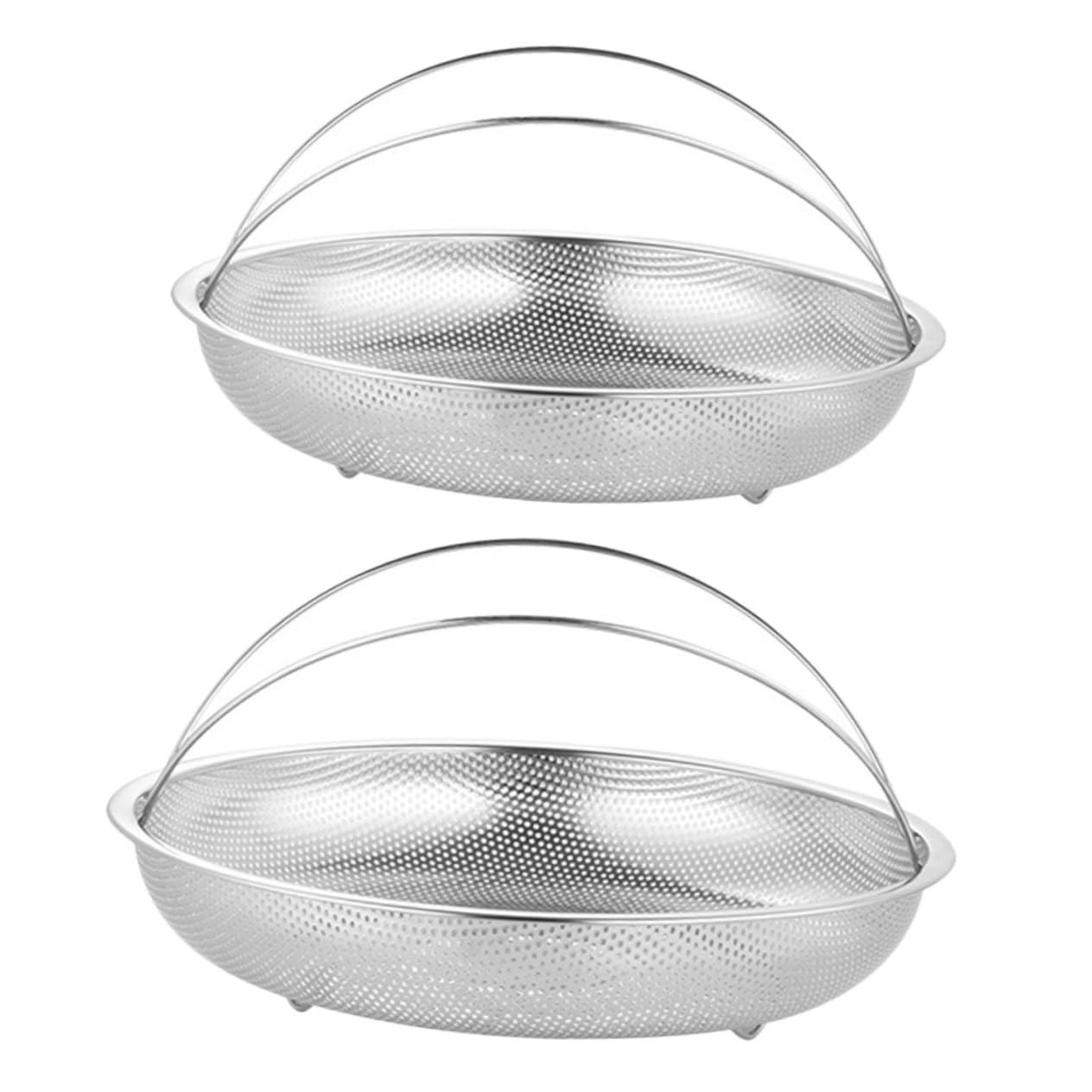 2pezzi Cestello Per Cottura Vapore in Acciaio Per Cottura Vapore Con Manico Accessorio Da Cucina Per Verdure e Alimenti Per Uso Domestico o Ristorante