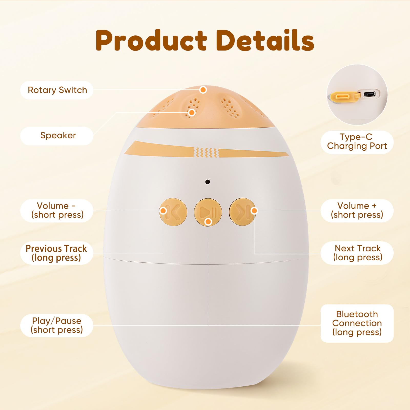 Balancelle Bebe Electrique, Bébé Balance Rechargeable par USB-C Minuteur de 40Min, Intensités de Bercement Réglables, Balancelle pour Bébé avec 11 sons de Bruit Blanc - 3