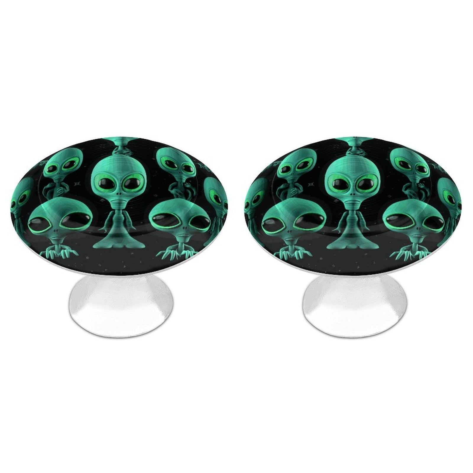 FekiLoot Aliens Cabinet Knobs for Kitchen Ornament, Round Zinc Decorative Drawer Pulls for Cabinets Trendy, Dresser Drawers Pulls Bathroom Dresser Knob with Screw