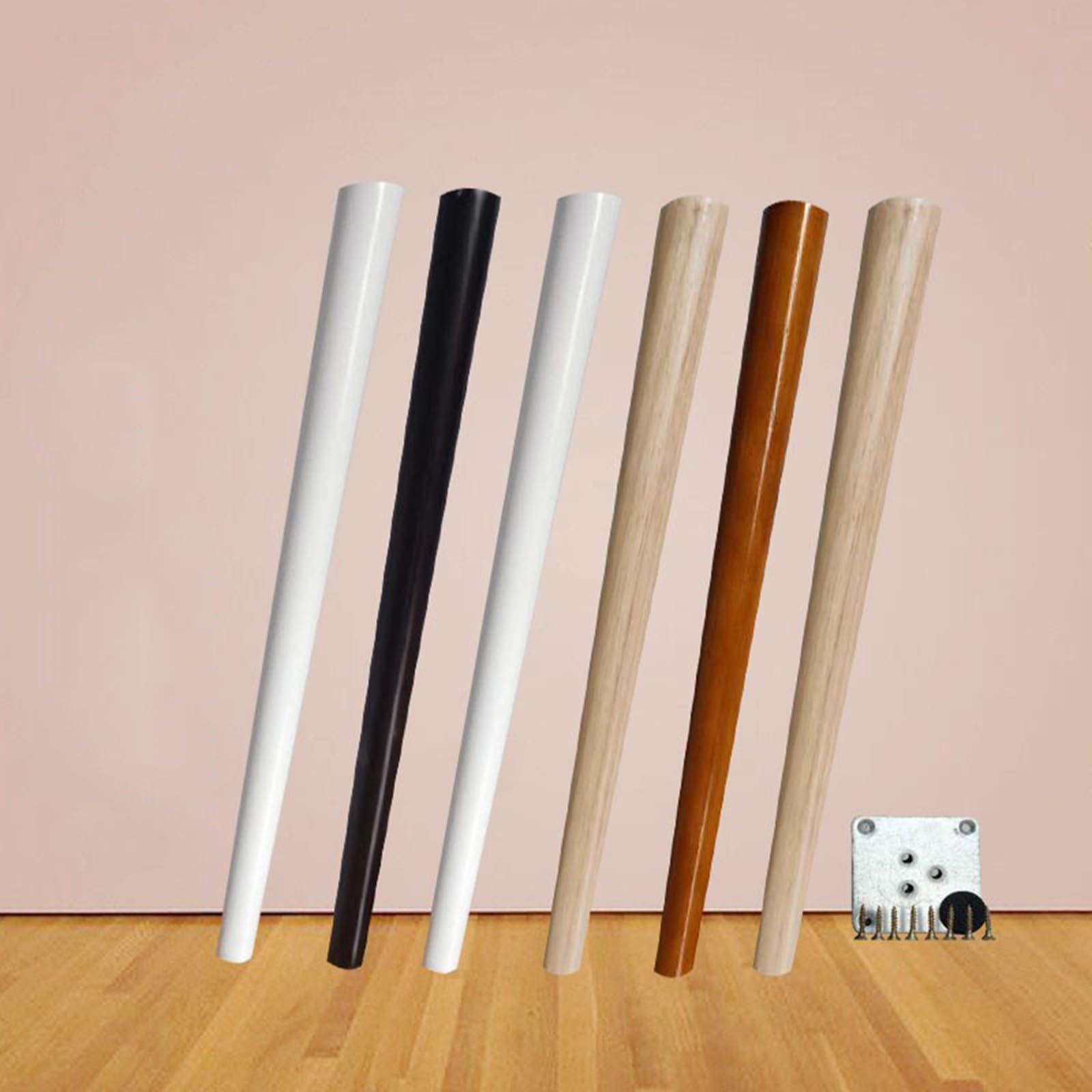 Patas de repuesto para muebles de madera de roble con tornillos