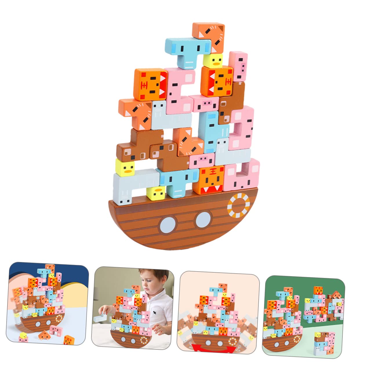 Giocattolo di Legno per Bambini Set di Blocchi Impilabili Educativi per Sviluppare Abilità Sociali e capacità Operative per Gioco Interattivo