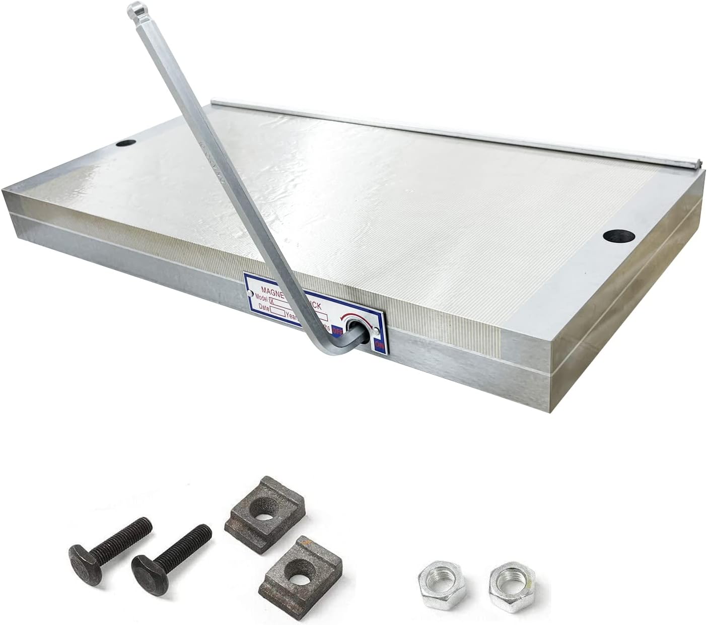 INTBUYING Permanent Magnetic Chuck, 8x16in Rectangular Fine Pole Magnetic Chuck, 100-120N/cm² Magnetic Force Powerful Sealed Chuck with Wrench for Grinding Milling Machining Workholding