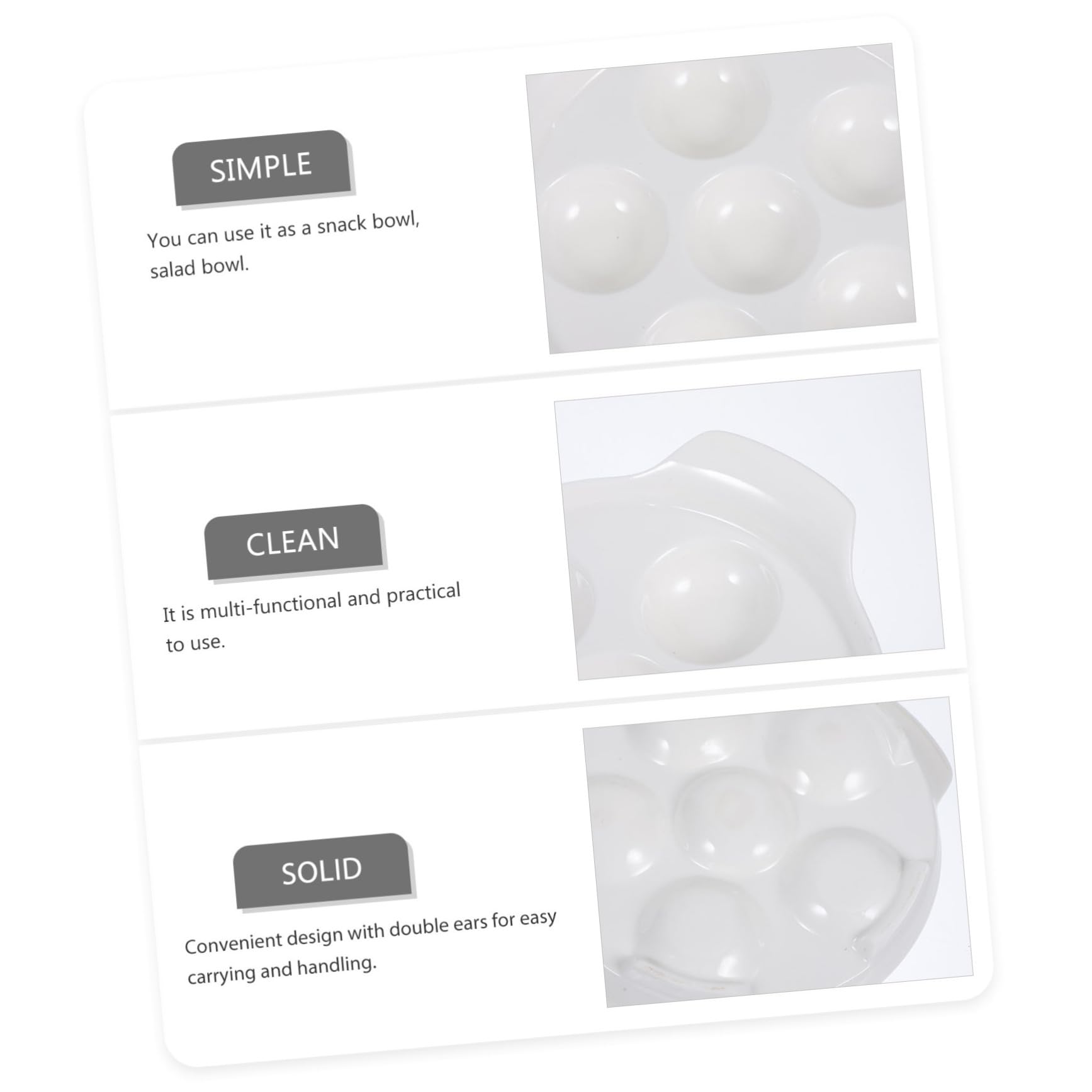 PRETYZOOM Plato de Cerámica para Caracoles con Doble Oreja 18 Cm, Bandeja para Hornear Mariscos, Resistente a Altas Temperaturas, Multifuncional, Adecuado para Reuniones Familiares, Pack 4
