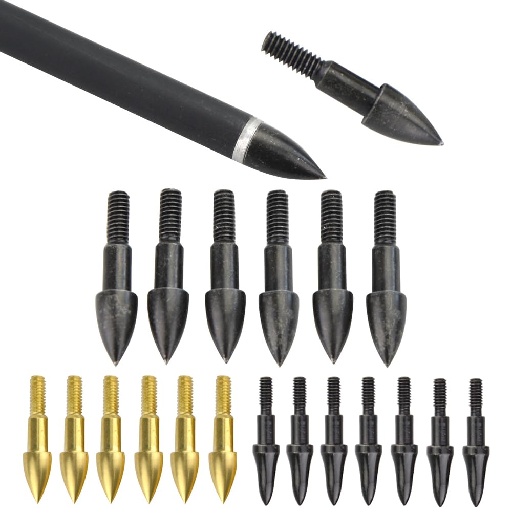 Poearcus Archery Broadheads 75/100 Grain Field Points Threaded Hunting Arrowheads Recurve Bow Compound Bow Target Shooting Practice Arrow Tips (48, Black Type 1, 100 grain)