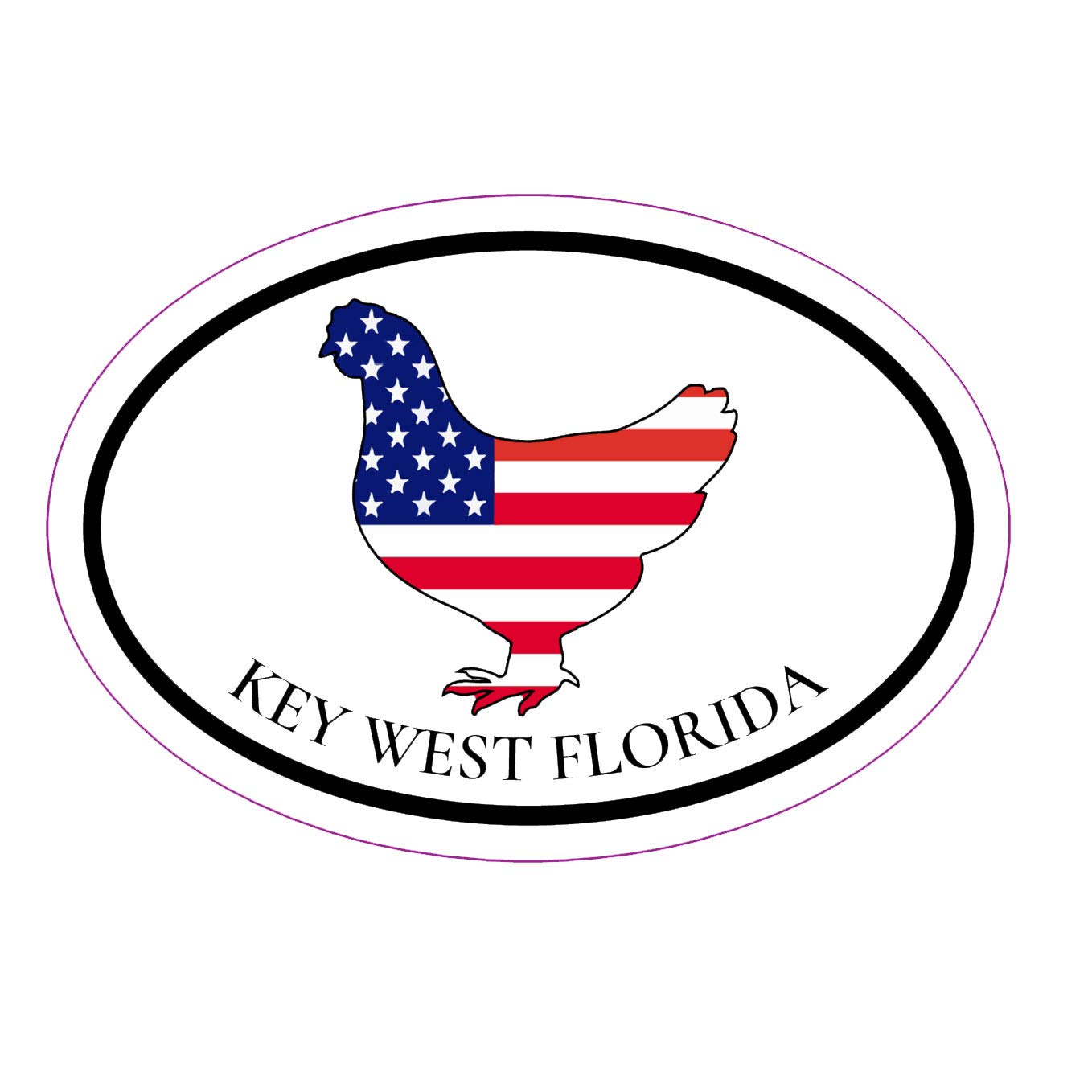 Calcomanía de la bandera de Estados Unidos ovalada de vinilo para parachoques en Key West