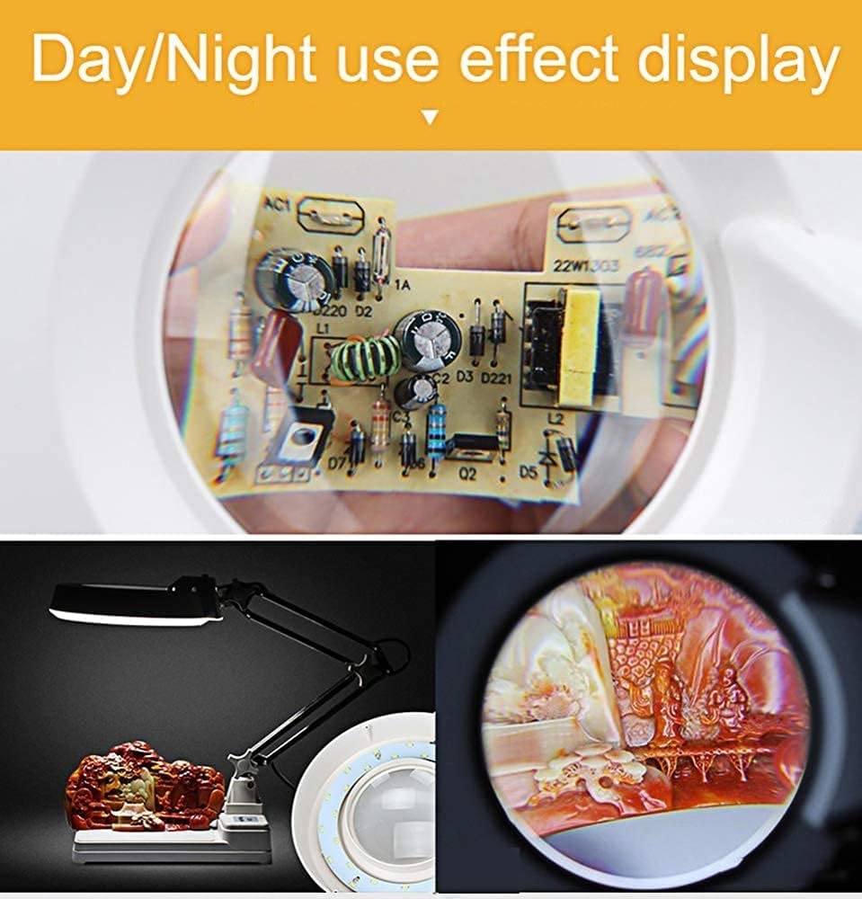 Lupas, LED 3X/5X/8X/10X, Lupa con Soporte de lámpara LED, Escritorio de Mesa Ajustable en Altura con Lupa iluminada para Lectura, Manualidades, Pasatiempos, Trabajo Vision