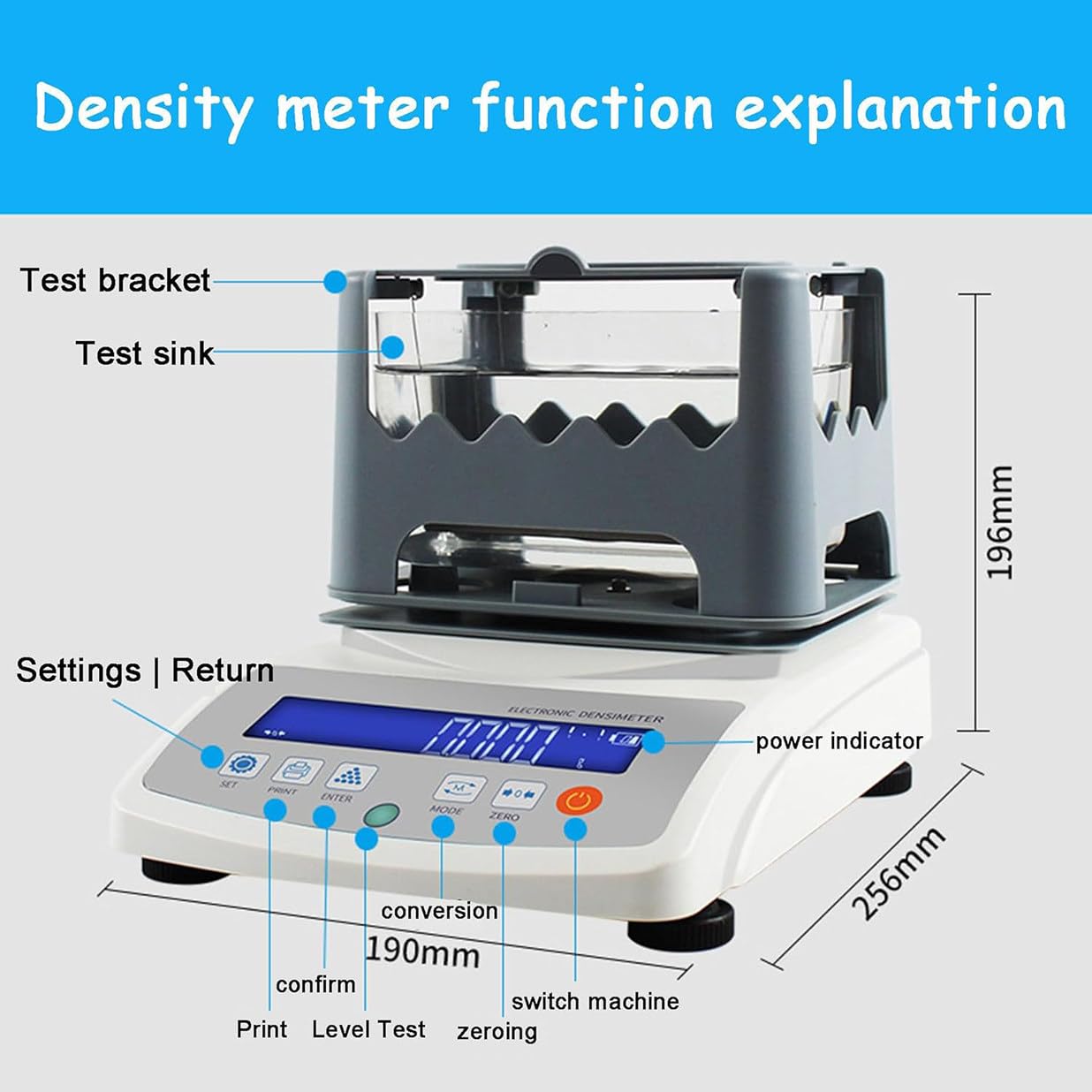Solid Density Meter, High-Precision Metal Purity Analyzer, Density range: 0.001~99.999g/cm3, Rubber Plastic Density Detector Hydrometer for Industrial Lab,1200A