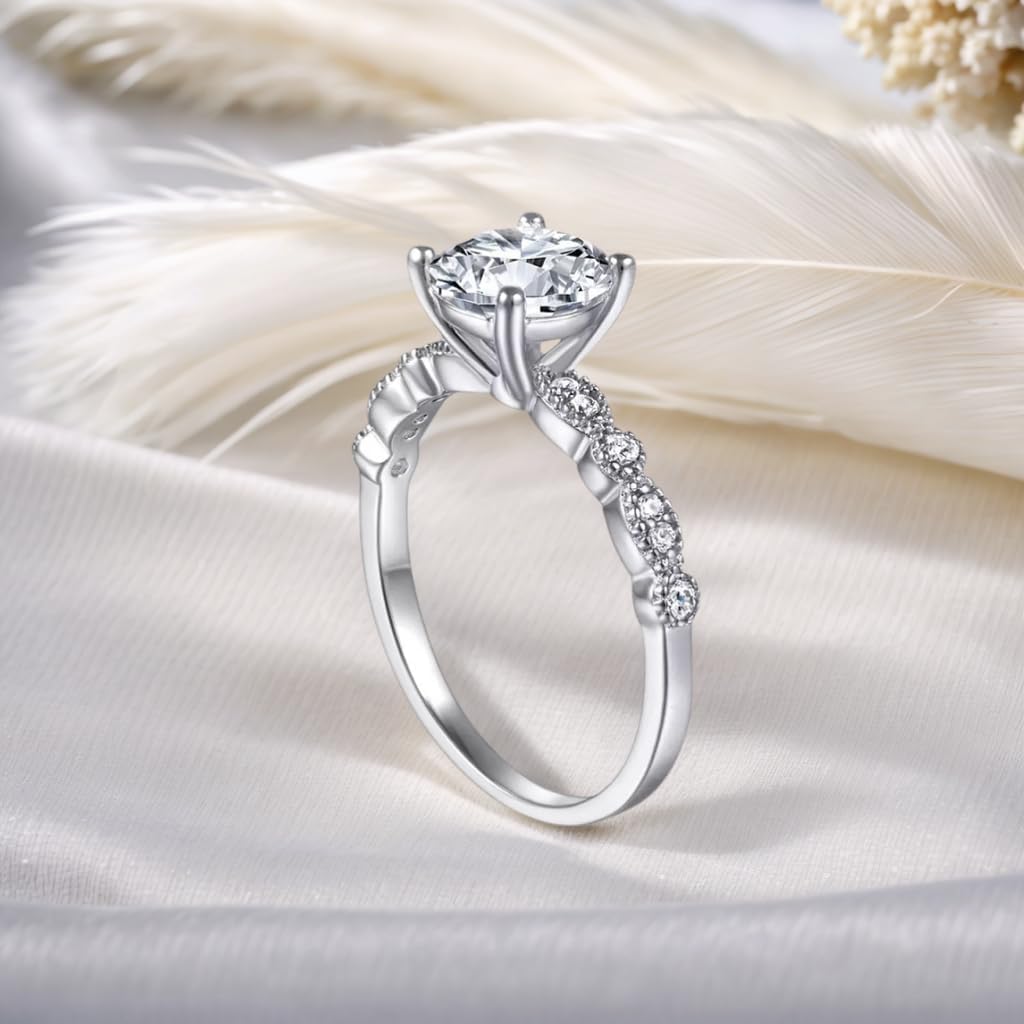 Blocaci 1-1/5 Carat (ctw) Engagement Rings for Women Moissanite 10K 14K 18K Gold 925 Sterling Silver Wedding Anniversary Rings