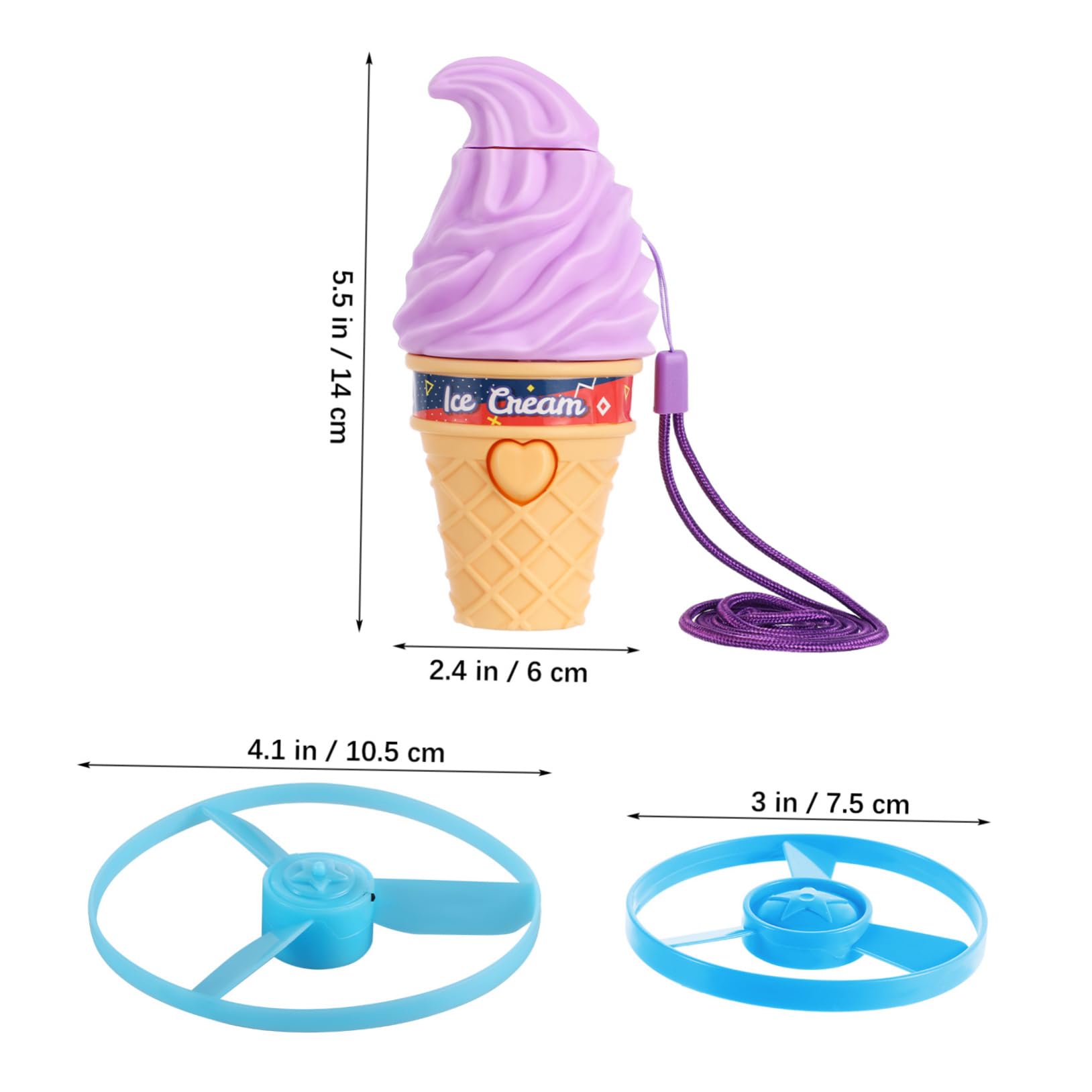 SUPVOX Playful Ice Cream Bamboo Dragonfly Toy 3pcs Boys and Girls Pull String Flying Disc Safe Comfortable for Outdoor Activities