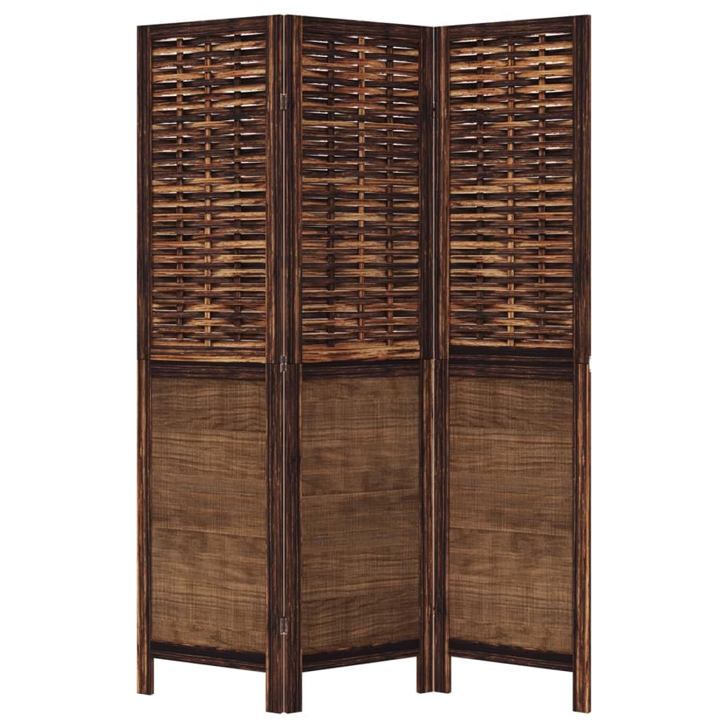 3-TLG - Biombo separador de habitaciones, de madera de paulownia, bambú, color marrón oscuro, 105-110 x 160 cm, plegable, para salón, dormitorio, oficina, privacidad