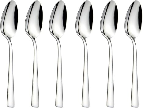 6-Pieces Teaspoons Set Stainless Steel 18/0 Tea Spoon, 6.29 Inches For Home, Kitchen Restaurant, square handle