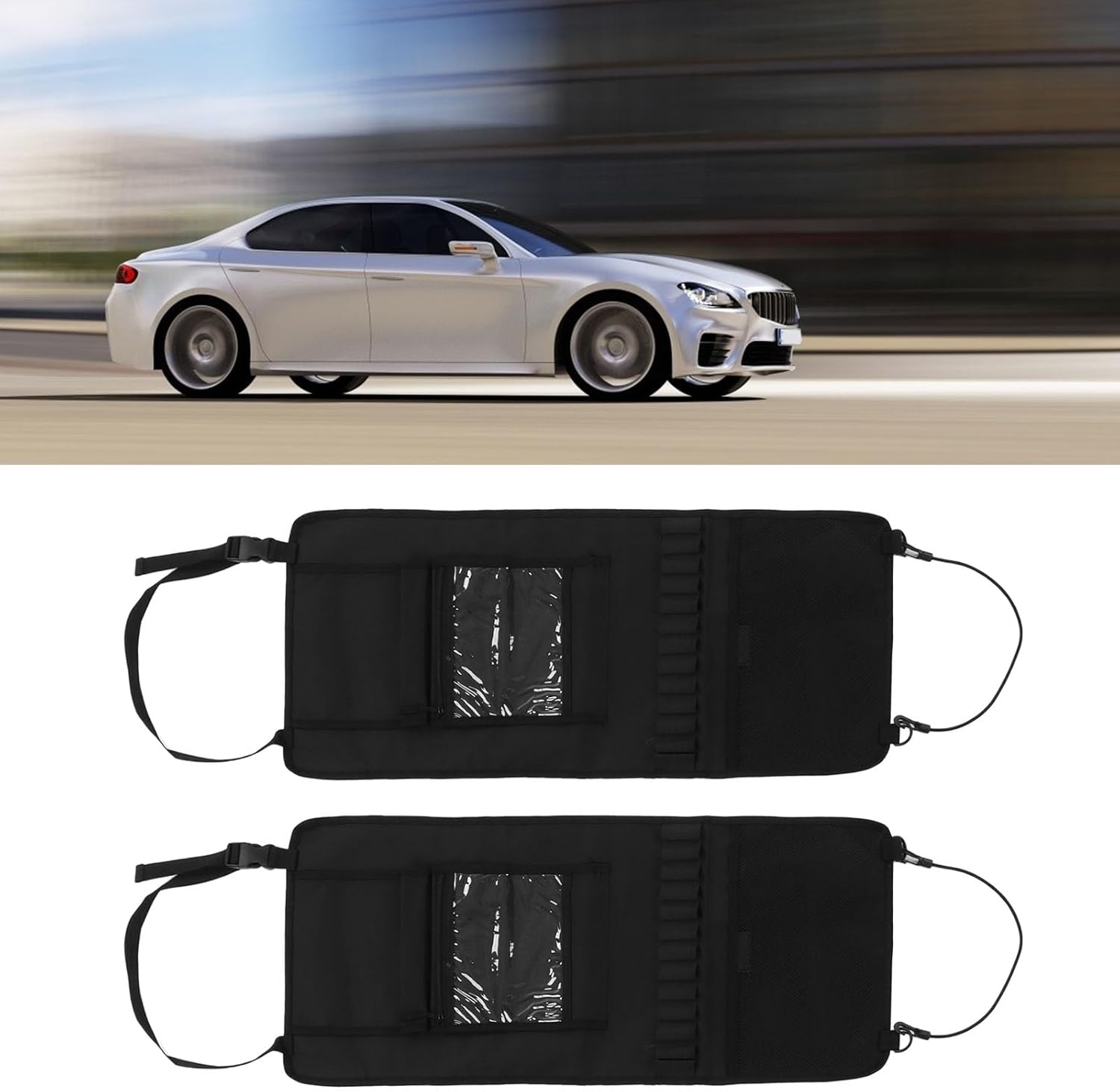 Car Storage Organizer 2 PCS,Car Seat Back Rack Holder Organizer 600D Oxford Cloth Cover Storage Bag for Truck Pickup Black(ferrous)