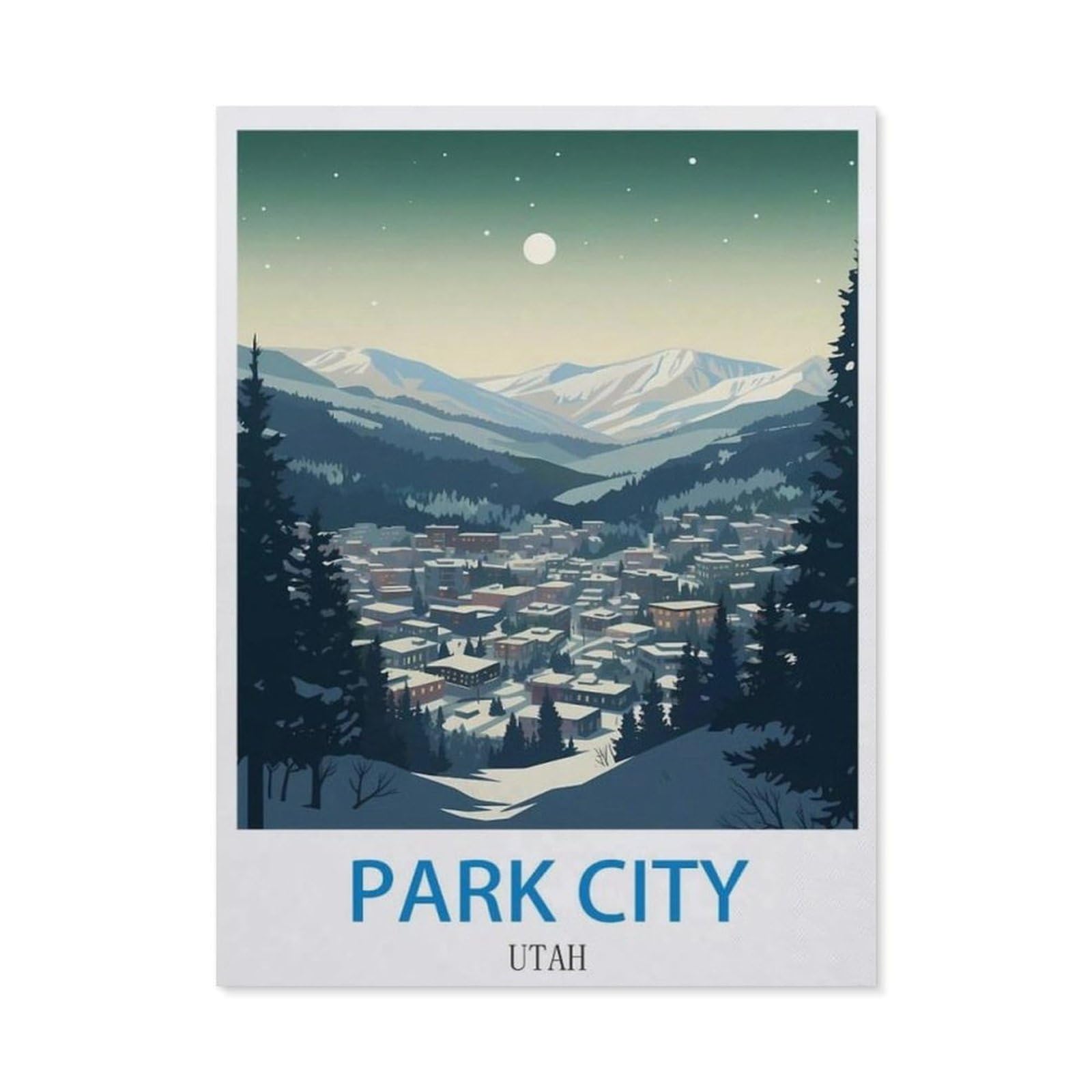 BEAYODKP Full Diamond 5D DIY Diamond Painting，Park City Utah，3D Diamond Embroidery Cross Stitch Mosaic Needle Works（40 x 50 cm/15.74 x 19.68 inches）-CM88