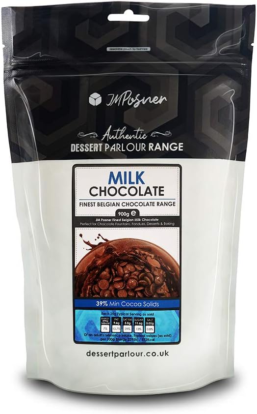Finest Milk Belgian Chocolate Bag 900g - Suitable for a Chocolate Fountain and a Chocolate Fondue