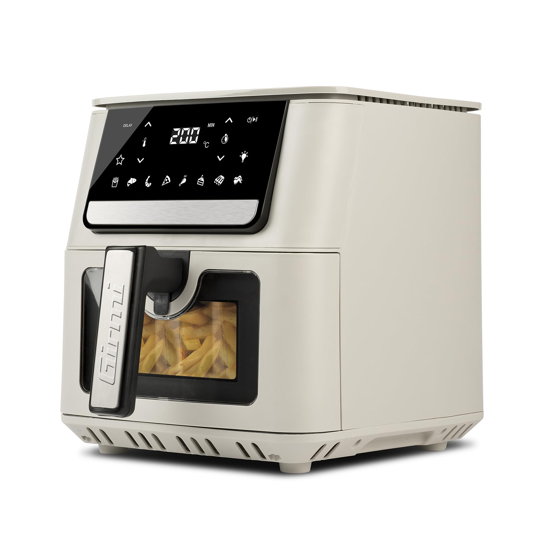 Girmi FG84 Friggitrice ad Aria Ecofrit Crisp, 6,5 Litri, 1700W, Display digitale, 8 programmi, Partenza Ritardata, Vassoio Rialzabile, Timer, Temperatura regolabile, BPA/PFOA Safe, Ricettario incluso