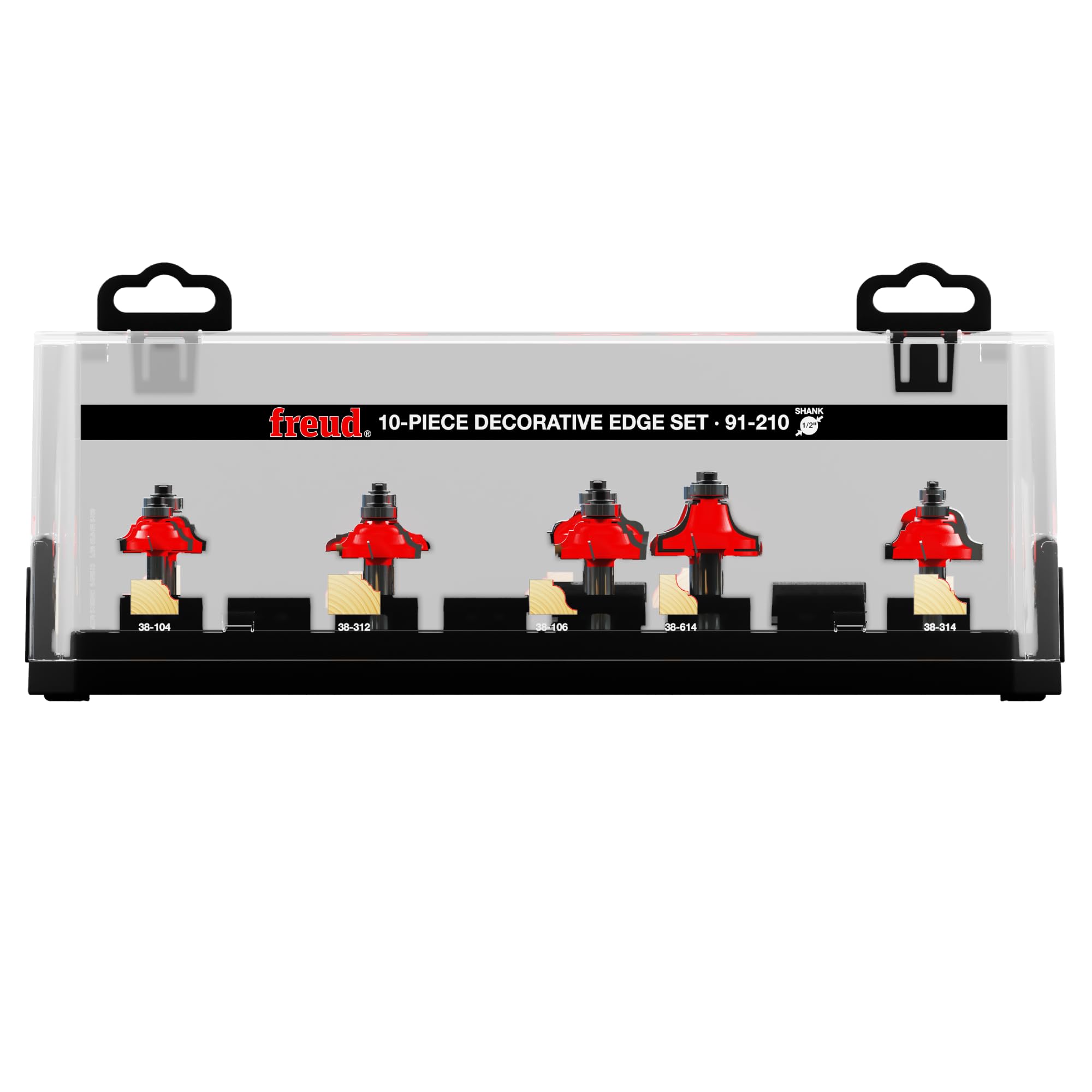 Freud 91-210: 10 Piece Decorative Edge Quadra-Cut Router Bit Set