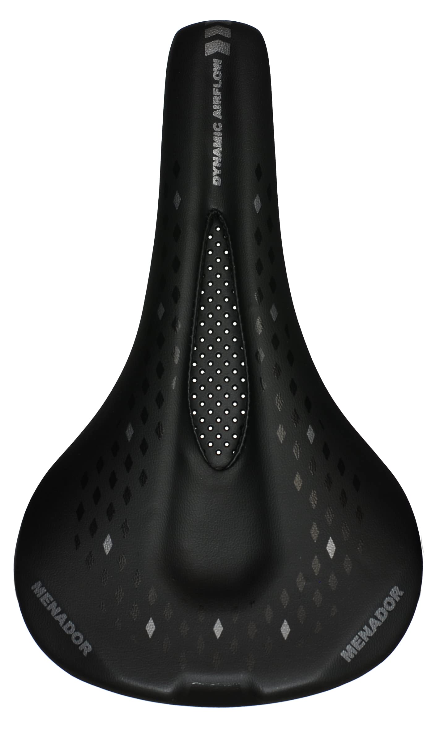 Selle Montegrappa de Vélo pour E-MTB Gravel Enduro Revêtement en éco Cuir avec Dispositif pour la visibilité Nocturne Menador Air Flow Noir