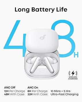soundcore Anker tarafından Liberty 5, Gürültü Önleyici Kablosuz Kulaklıklar, 2 kat Daha Güçlü Ses Azaltma, Gerçek Zamanlı Uyarlanabilir Gürültü Engelleme, Hızlı Şarj, Dolby Audio, 6-Mic AI Net | Daha güçlü ses azaltma, gerçek zamanlı uyarlanabilir ANC, hızlı şarj, 6-mic AI net aramalar, uzun pil ömrü.