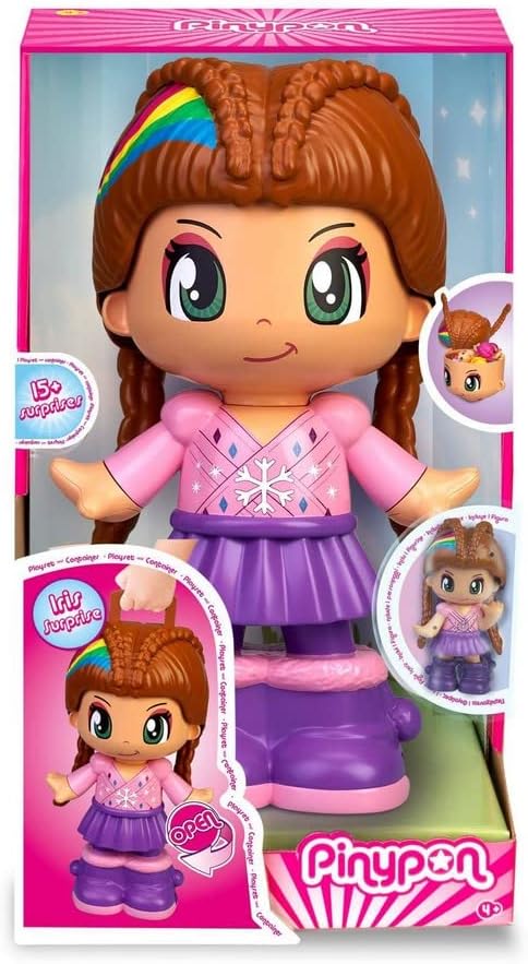 Pinypon - Iris Surprise, contenedor de la prota del Canal Pinypon, de tamaño Grande y desplegable en Caja contenedor con Compartimentos para Accesorios Sorpresa y una Mini Figura, Famosa (700017211)