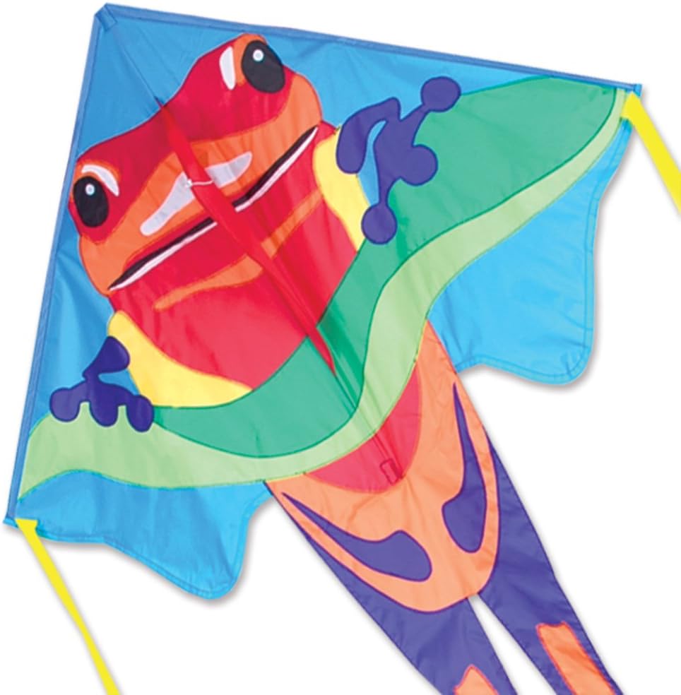 Large Easy Flyer Kite - Poison Dart Frog (46" X 90") with 300 Ft 30lb Test Kite String and Winder