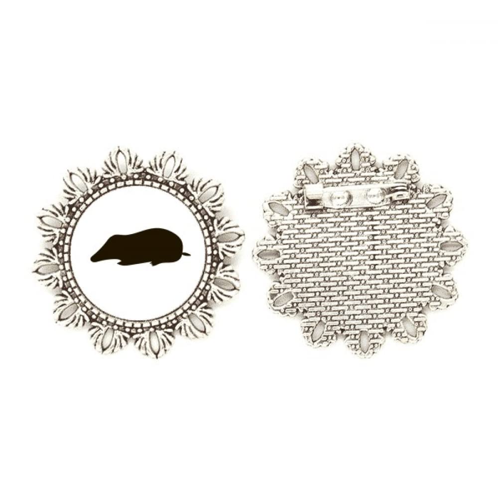 Broche de topo negro en plata de tamaño medium para solapa 4