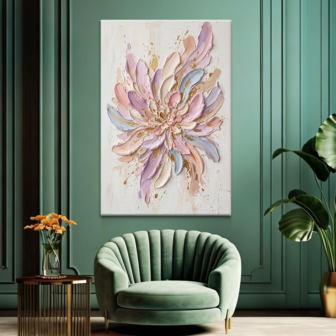 AREDE Bilder Wanddeko auf Leinwand Blume Von Eden Art Decor Wohnzimmer Deko Zimmer Wandbilder Modern Bild | 90 x 60 cm | Fertig zum aufhängen