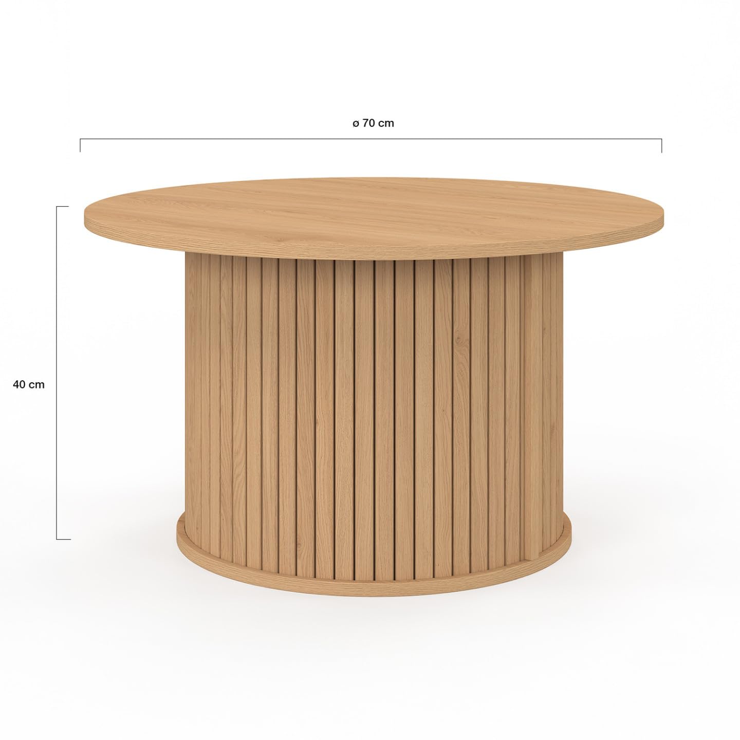 IDMarket - Table Basse Ronde Juliette 70 cm Lattes tasseau Bois Coloris chêne