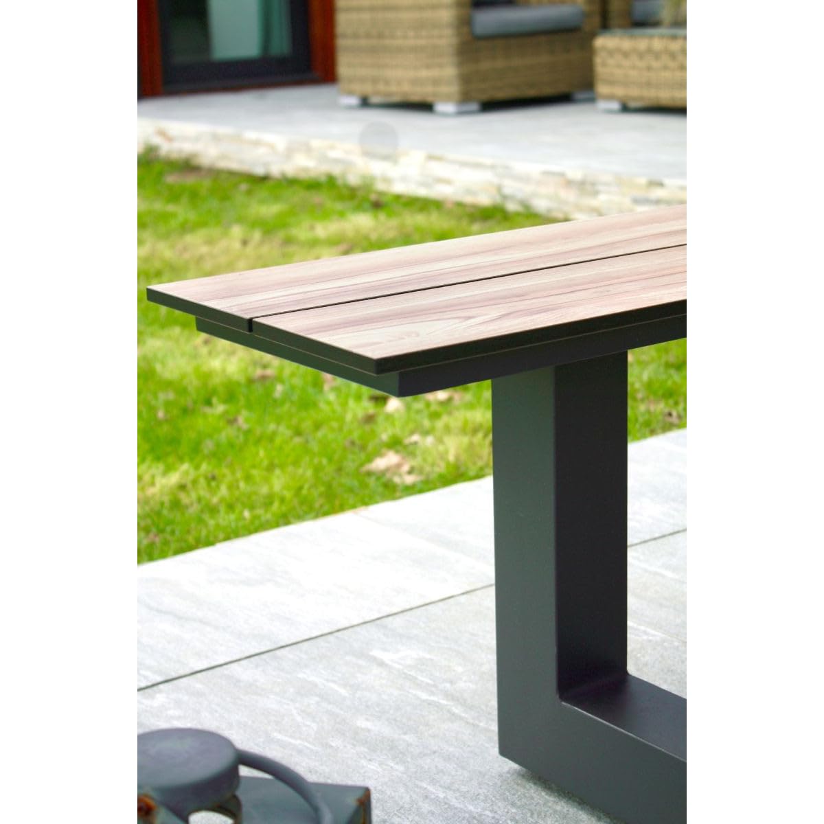 Table de Jardin & 2 Bancs Vancouver 210cm Gris Anthracite