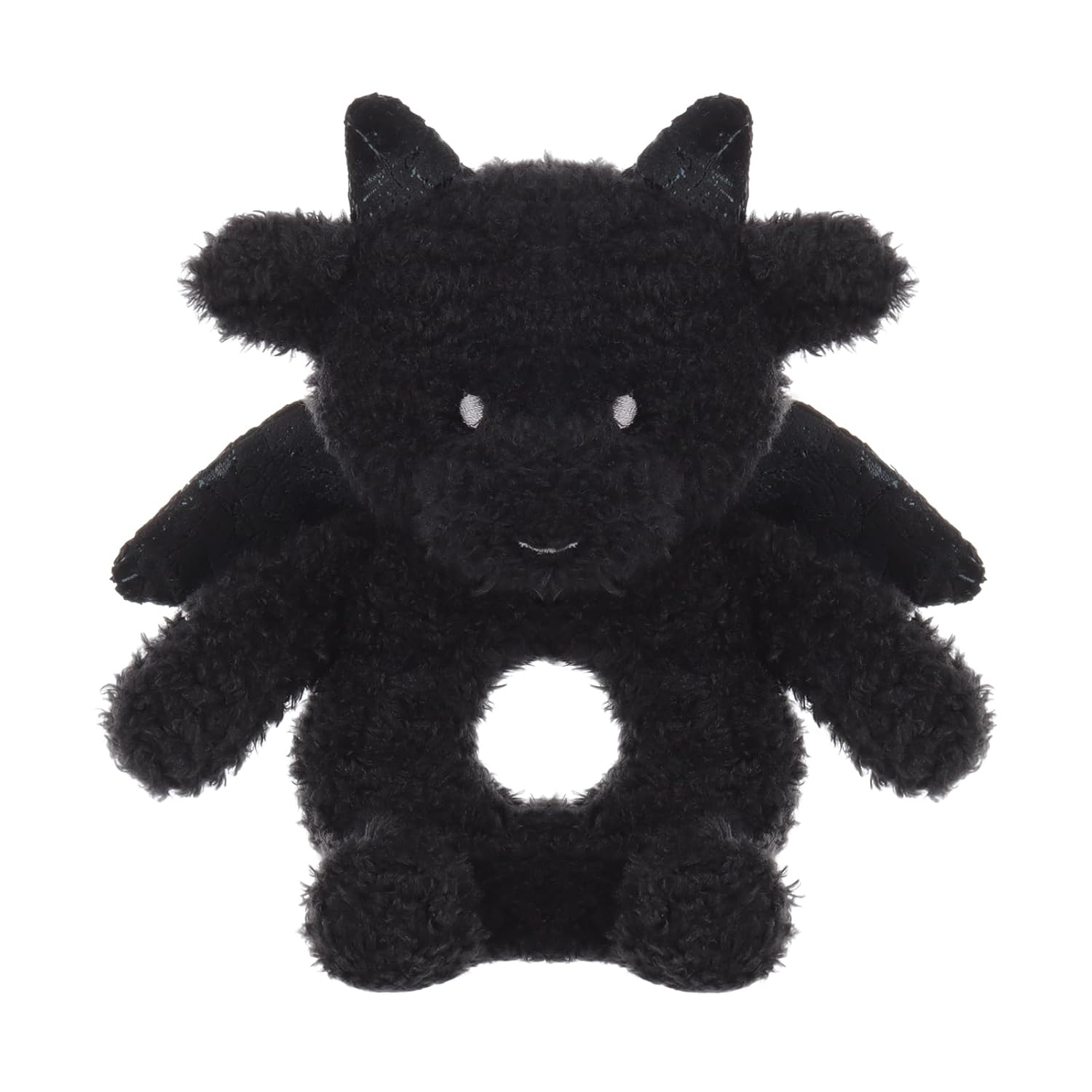 Apricot Lamb Dragon Rattle Soft Baby Rattle for Boys and Girls, Plush Stuffed Animal Rattle Toy Lovey for The Newborn, 0-3 Months, 0-6 Months and Above, 4.8 Inches (Black)