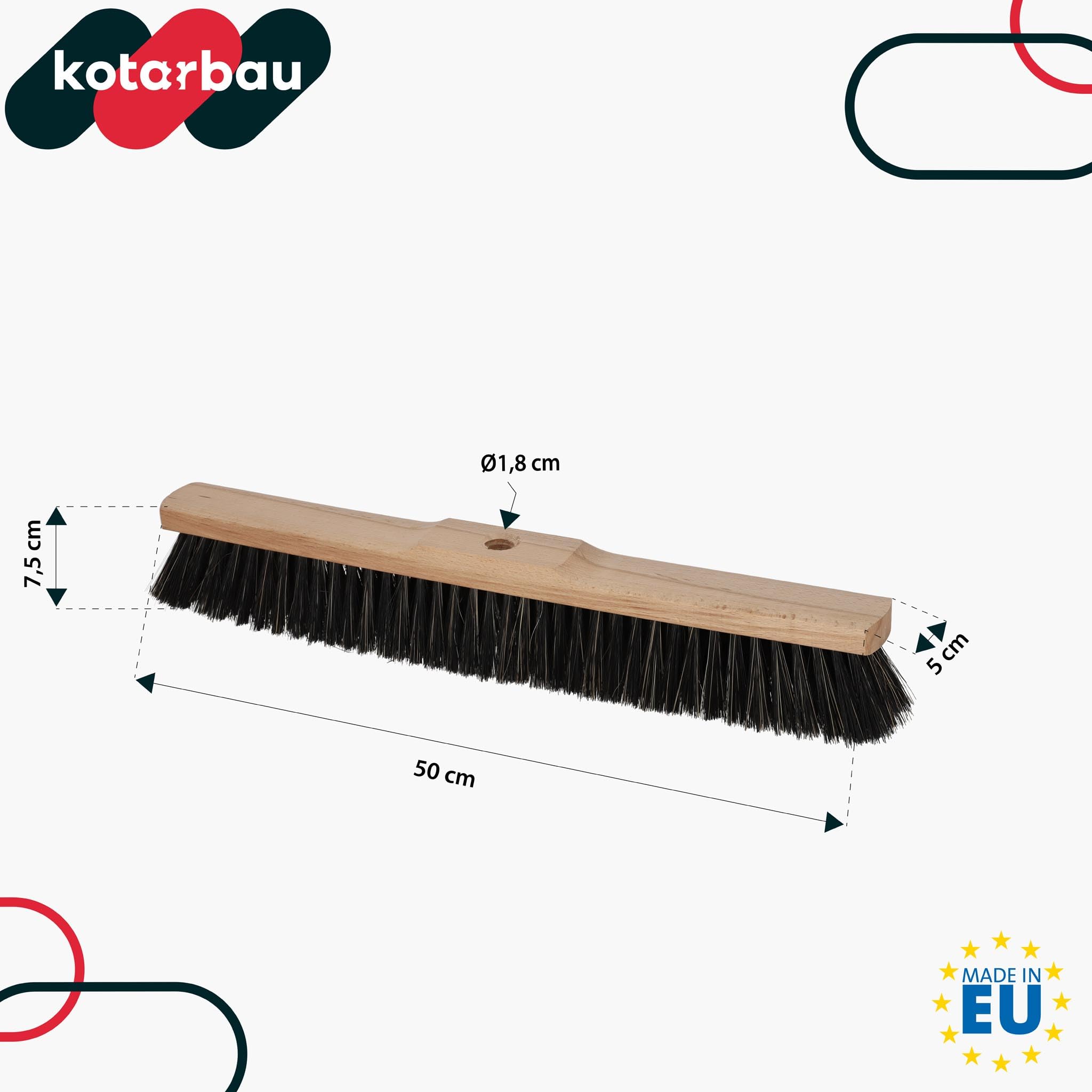 KOTARBAU® Scopa in pelo naturale, 495 mm, senza manico con filettatura a vite, scopa universale