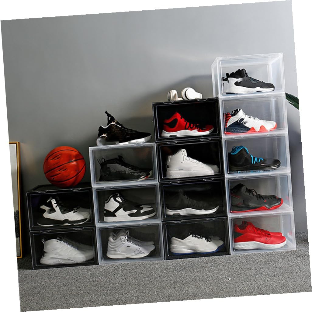 Shoe Box with Magnetic Door Stackable Shoe Storage Container for Home Organization Dustproof Sneaker Organizer for Closet Use
