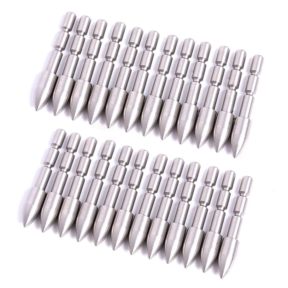 ACCMOS 24pcs 70 80 90 100 110 120 Grain Stainless Steel Bullet Point Tip for ID 4.2 mm Arrow Shaft, Archery Hunting Arrows Accessories (80gr OD6.2mm)