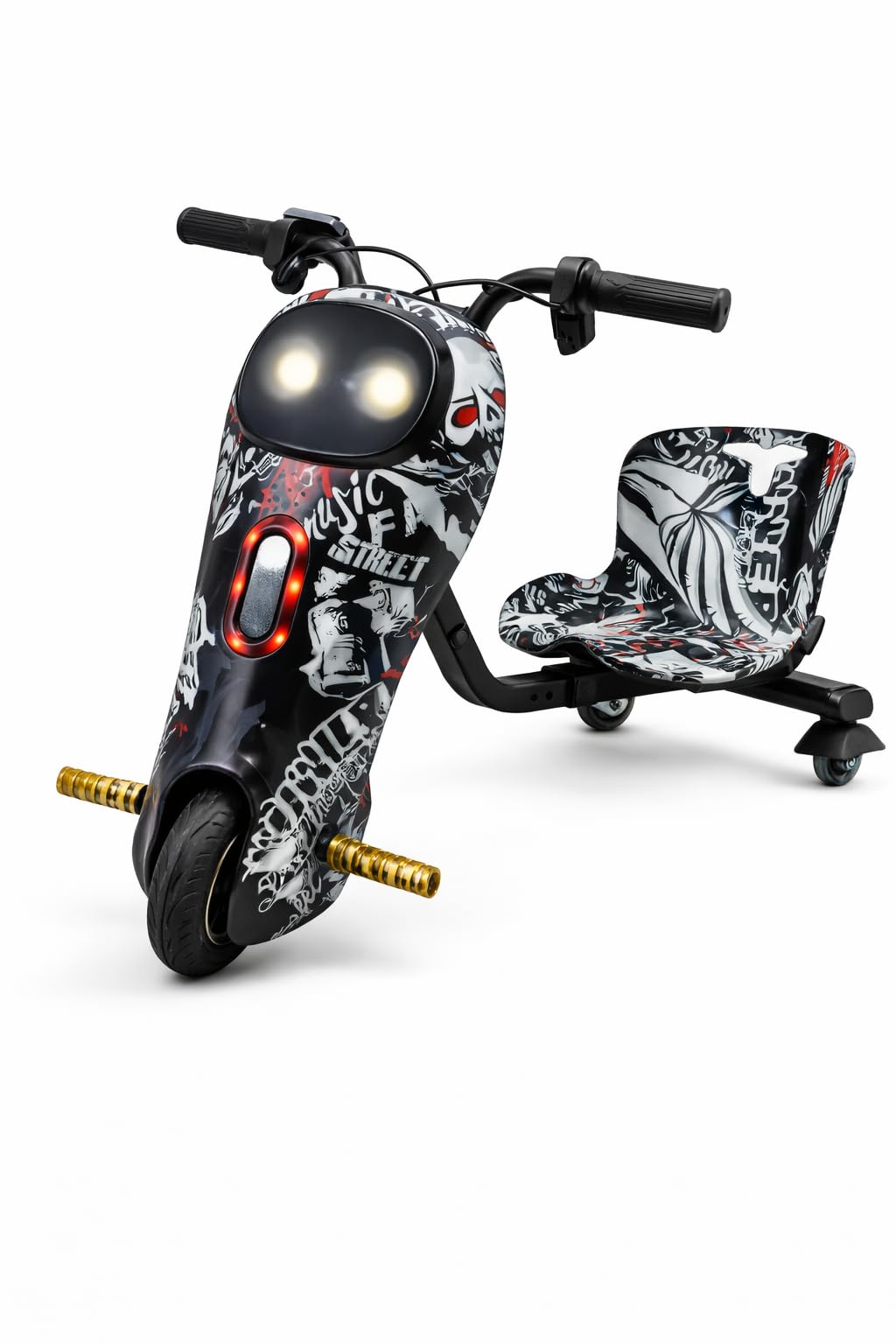 Studtoy Electric Drift Scooter for Kids – 3-Wheel 360° Spinning Ride-On Toy | High-Torque Drifting Action, Key Start Ignition, Secure Bucket Seat, Vibrant Graphics (Ages 6+) | Multi Color-image-39
