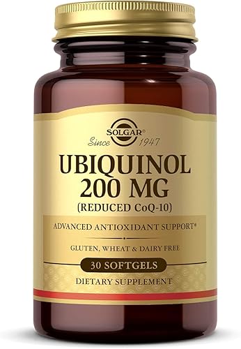 Solgar Ubiquinol 200 mg reducción de CoQ-10 30 cápsulas blandas - Promueve la función cardíaca y cerebral - Apoya el envejecimiento saludable -