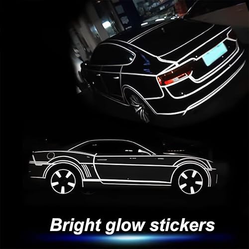 Miniatura 6 de Tiras reflectantes de automóvil de 0.4 x 197 pulgadas para llantas de carrocería, divertidas calcomanías de advertencia de seguridad, cinta