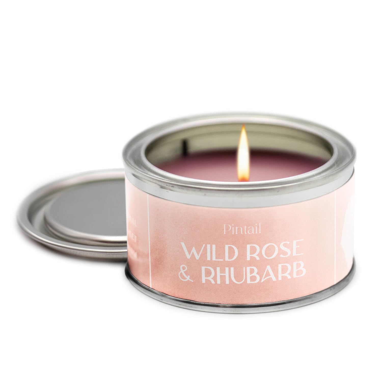 Pintail Candles Women's Pink Paint Pot Candle (Wild Rose & Rhubarb Home Fragrance) Scented Candles Long Burning (14 Hour Burn Time), Hand-Poured Scented Candles Gifts For - Genuine Pintail Candle Gift