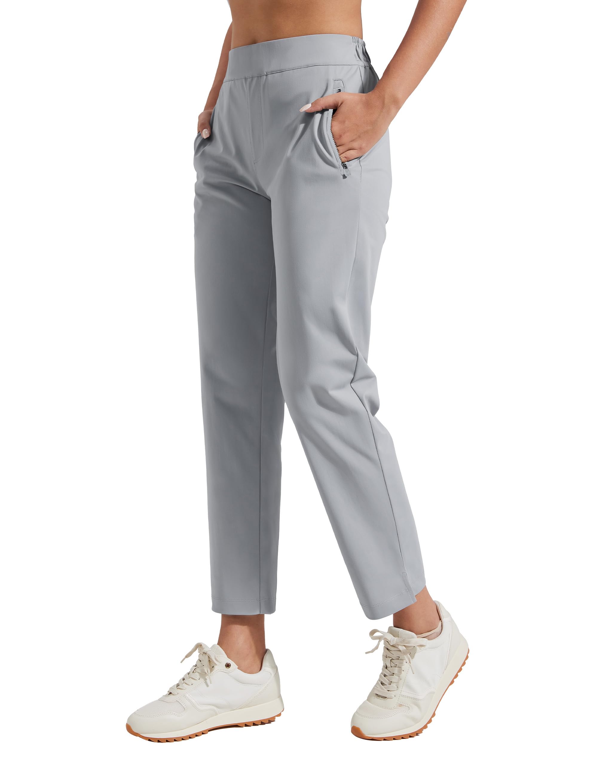 Pioneer Camp Damen Golfhosen 7/8 Lange mit Seitentaschen – Atmungsaktive Elastische Hose für Büro, Reisen & Sport – Elastischer Bund mit Zugschnur – Leichte & Formbeständige Hose