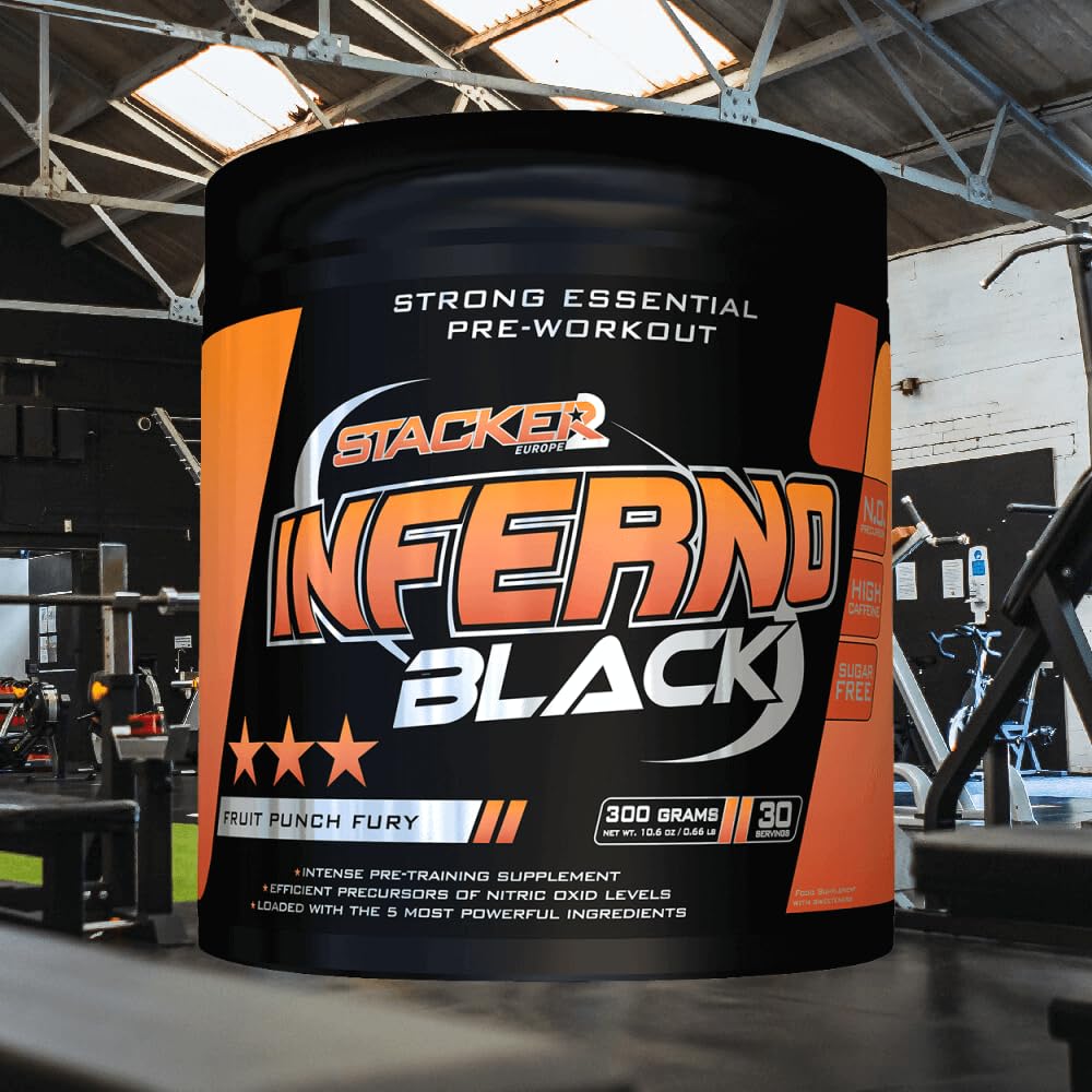 Stacker2 Inferno Black Pre-Workout Booster Trainingsbooster Muskelaufbau Fitness 300g (Fruit Punch)