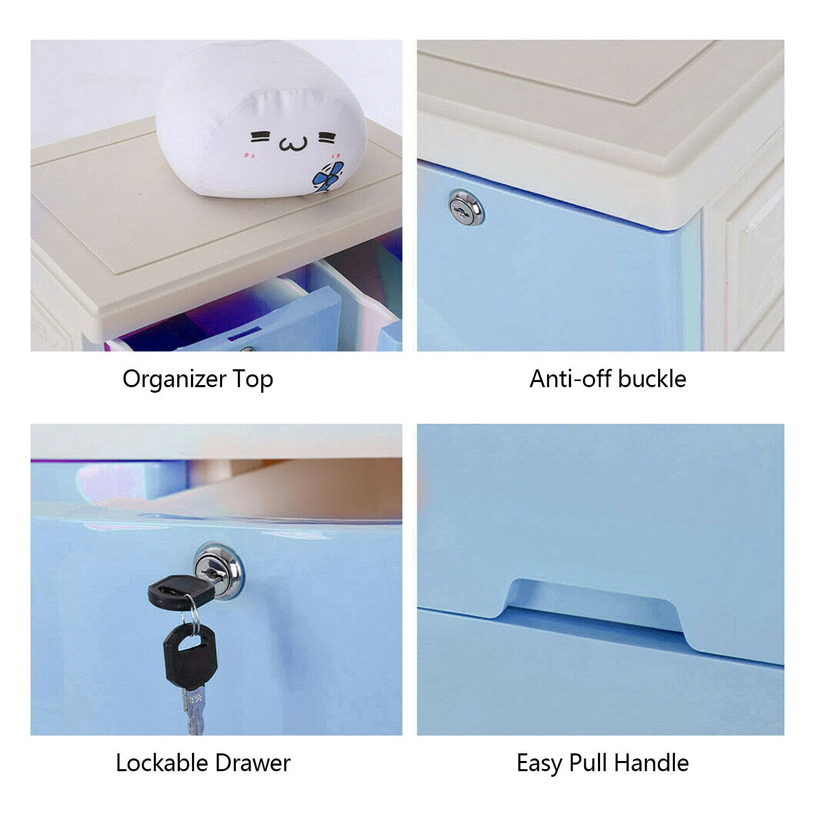 OYRREU Cassettiera Camera da Letto con 4 Cassetti e Appendiabiti - Comò Armadio in Tessuto, Struttura Robusta, per Bambini e Adulti, Bianco